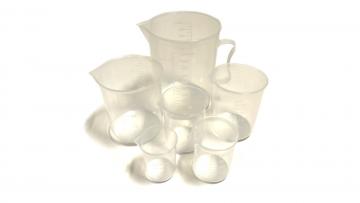 Messbecherset transparent für Lebensmittel 50ml bis 1000ml leihen Messbecherset leihen