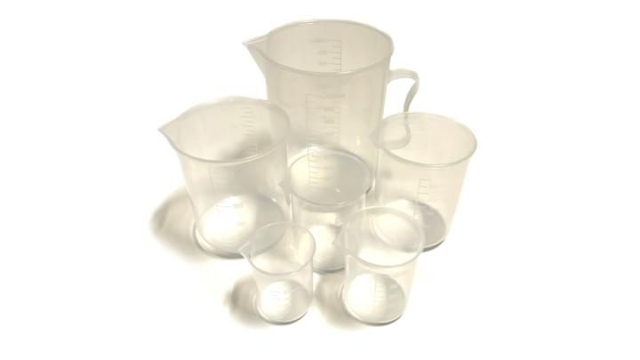 Messbecherset transparent für Lebensmittel 50ml bis 1000ml leihen Messbecherset leihen