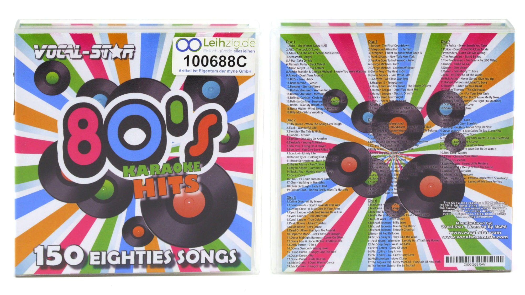Karaoke 80er CD Hits 8x CD 150 Lieder leihen Karaoke CDs 80er 8x CD leihen