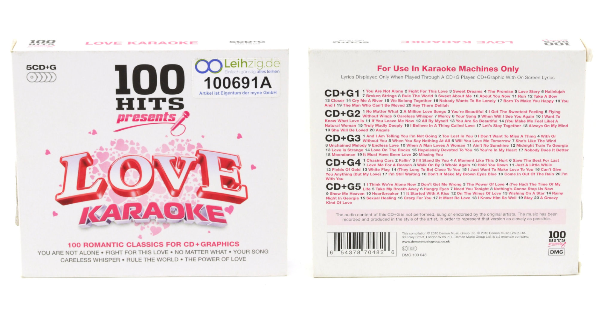 Karaoke Love Hits 5x CD 100 Lieder leihen Karaoke CDs Love Hits leihen
