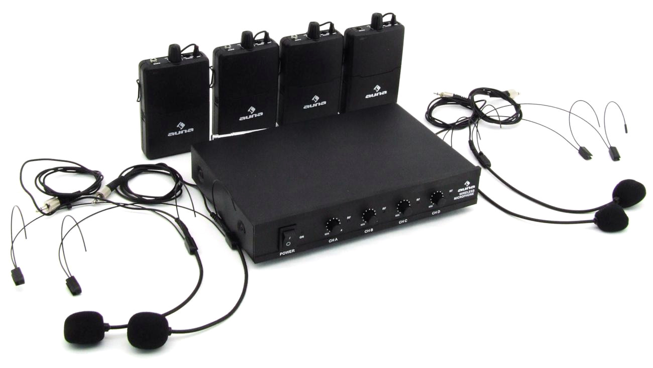 4x Headset Funk-Mikrofon Set leihen Headset Mikrofon Set leihen