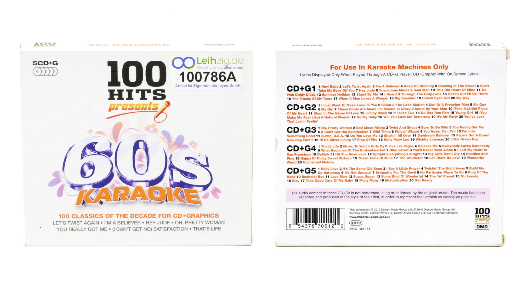 Karaoke 60er Hits 5x CD 100 Lieder leihen Karaoke CDs 60er leihen