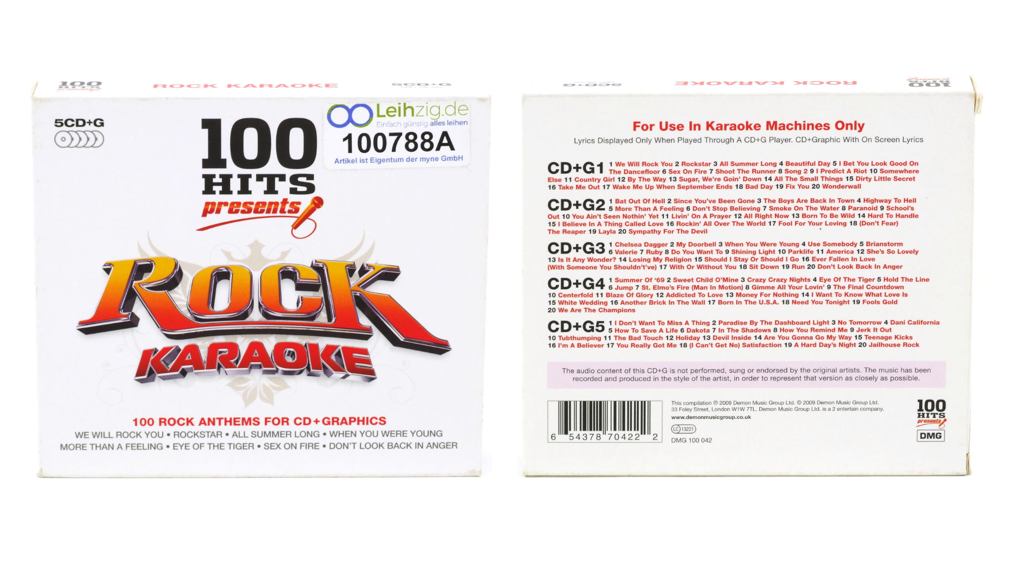 Karaoke Rock 5x CD 100 Lieder leihen Karaoke CDs Rock leihen