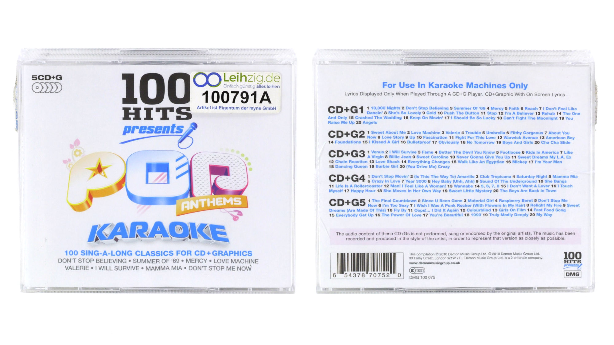 Karaoke Pop Anthems 5x CD 100 Lieder leihen Karaoke CDs Pop Anthems leihen
