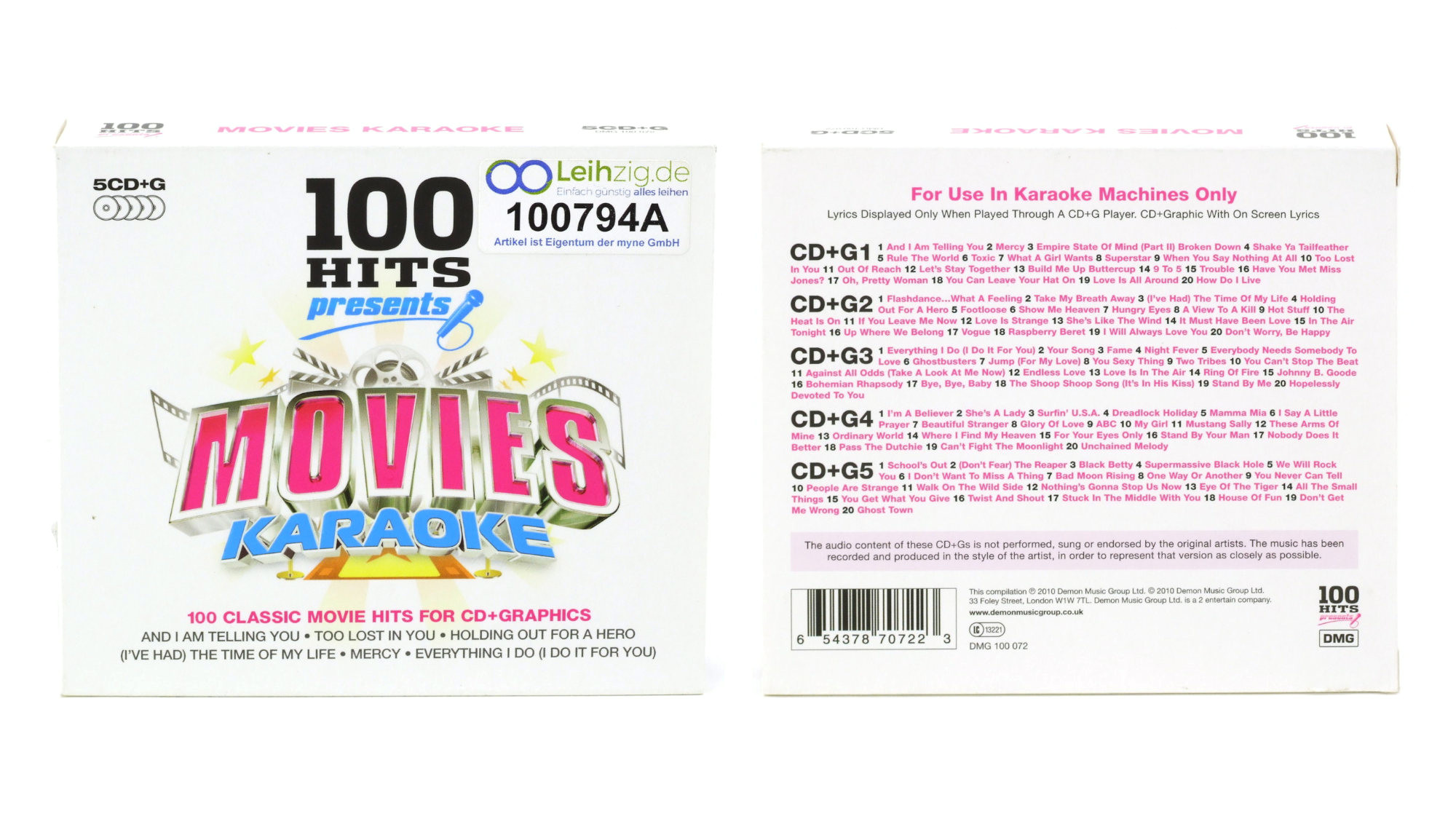 Karaoke Movies 5x CD 100 Lieder leihen Karaoke CDs Movies leihen