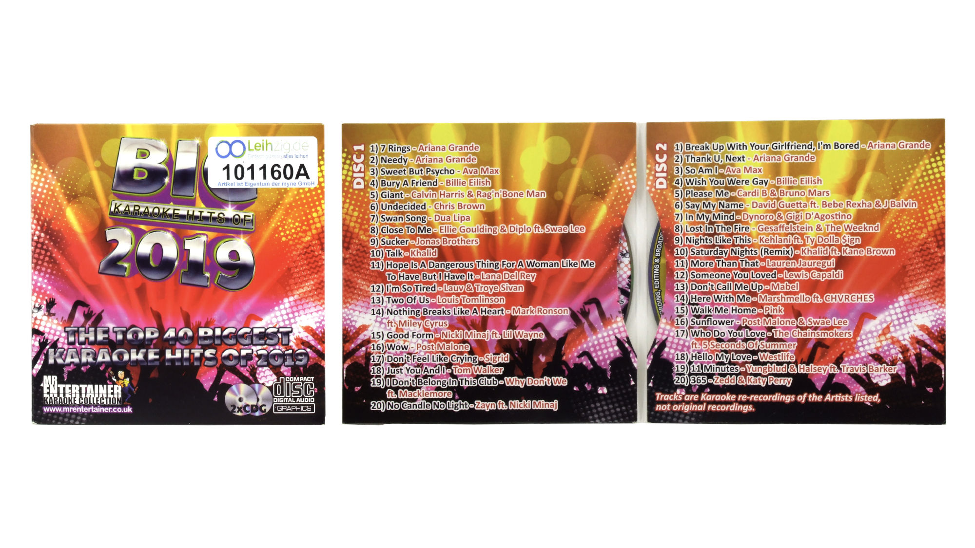Karaoke Chart Hits 2019 2x CD 40 Lieder leihen Karaoke CDs Chart Hits 2019 (2CD Set) leihen