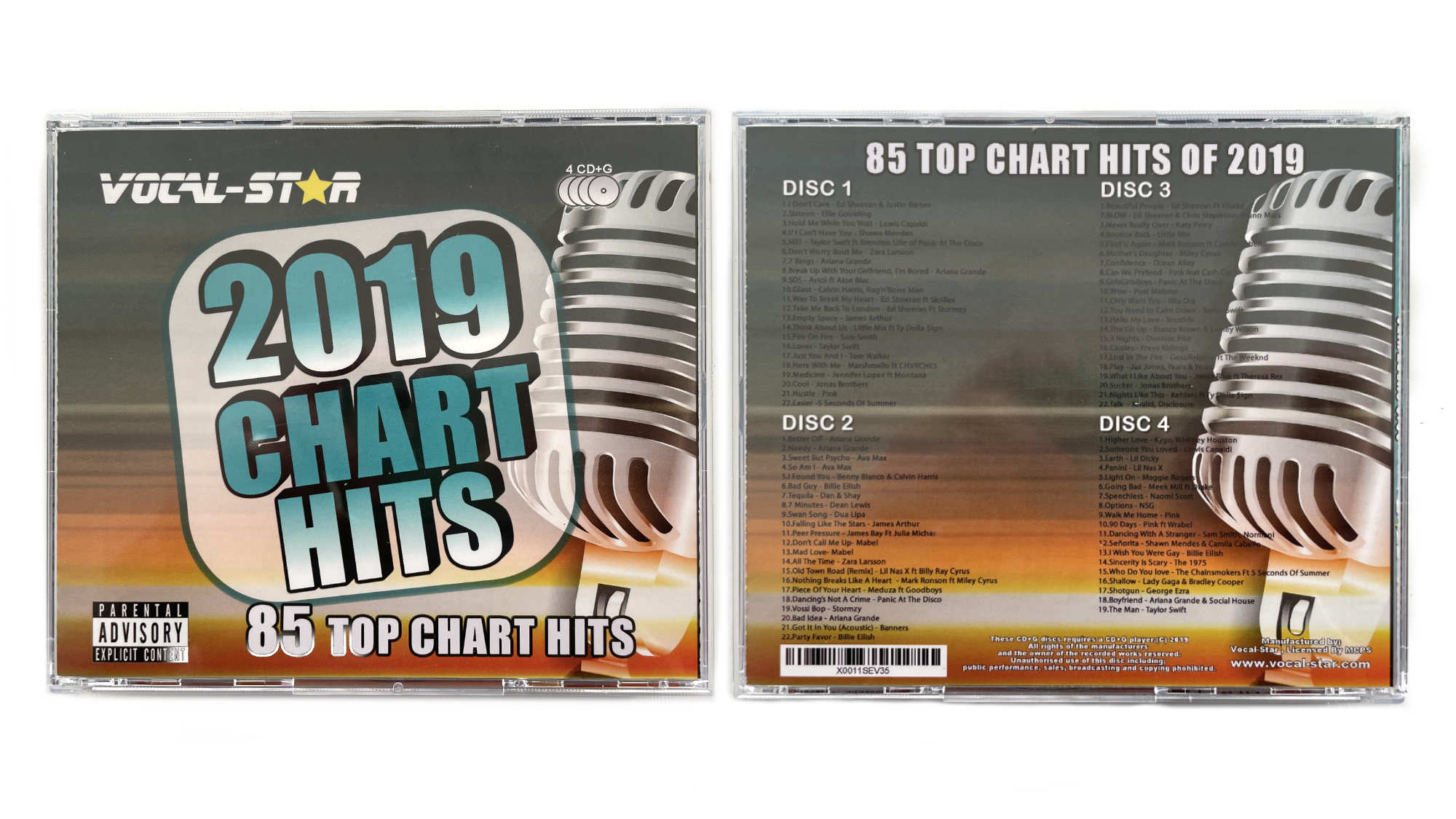 Karaoke Chart Hits 2019 4x CD 85 Lieder leihen Karaoke CDs Chart Hits 2019 (4CD Set) leihen